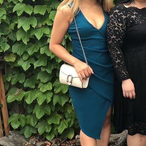 Sexy Teal Asymmetrical Bodycon Dress Size Small